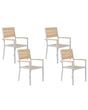 Set of 4 Garden Chairs Beige Plastic Wood White Powder Coated Aluminium Frame Patio Modern Beliani