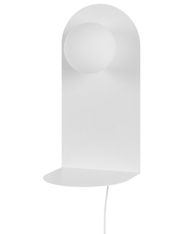 Wall Lamp White Steel Lighting Glass Round Shade with On/Off Switch Modern Industrial Living Room Bedroom Beliani