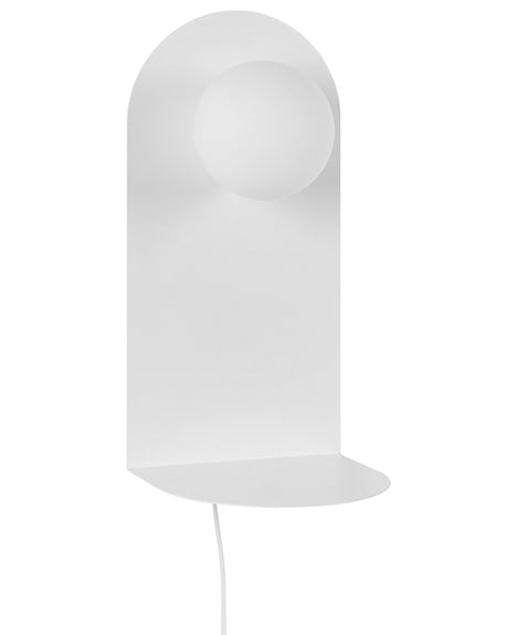 Wall Lamp White Steel Lighting Glass Round Shade with On/Off Switch Modern Industrial Living Room Bedroom Beliani