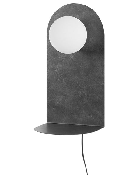 Wall Lamp Dark Graphite Grey Steel Lighting Glass Round Shade with On/Off Switch Modern Industrial Living Room Bedroom Beliani