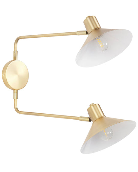 Wall Lamp Gold Steel 2 Lights Lighting Drum Shades Adjustable with Gold Elements Modern Industrial Living Room Bedroom Beliani