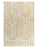 Area Rug Off-White and Yellow Cotton 160 x 230 cm Abstract Pattern Motif Living Room Bedroom Modern Design Beliani