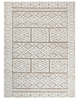 Area Rug Off-White and Beige Polyester 300 x 400 cm Abstract Pattern Motif Living Room Bedroom Modern Design Beliani
