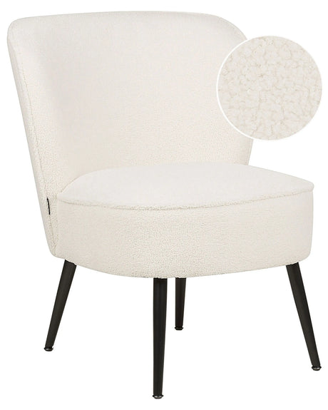 Armchair White Boucle Fabric Armless Accent Chair Armless Metal Legs Modern Design Living Room Bedroom Beliani