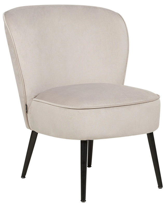 Armchair Taupe Velvet Fabric Armless Accent Chair Armless Metal Legs Modern Design Living Room Bedroom Beliani