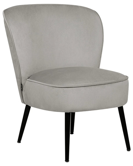 Armchair Light Grey Velvet Fabric Armless Accent Chair Armless Metal Legs Modern Design Living Room Bedroom Beliani