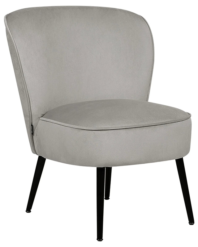 Armchair Light Grey Velvet Fabric Armless Accent Chair Armless Metal Legs Modern Design Living Room Bedroom Beliani