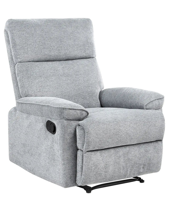 Fabric Armchair with Footrest Grey Polyester Modern Contemporary Style Beliani