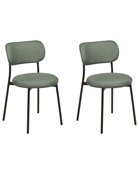 Set of 2 Dining Chairs Green Polyester Seats Armless Metal Legs for Dining Room Kitchen  Beliani