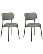 Set of 2 Dining Chairs Green Polyester Seats Armless Metal Legs for Dining Room Kitchen  Beliani
