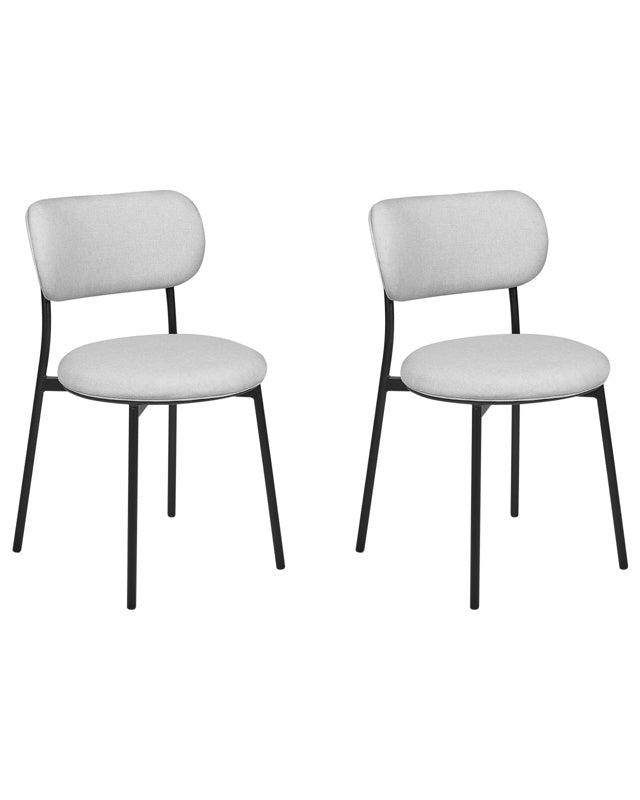 Set of 2 Dining Chairs Grey Polyester Seats Armless Metal Legs for Dining Room Kitchen  Beliani