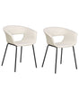 Set of 2 Dining Chairs Beige Polyester Seats Metal Legs for Dining Room Kitchen  Beliani