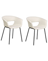 Set of 2 Dining Chairs Beige Polyester Seats Metal Legs for Dining Room Kitchen  Beliani