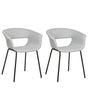 Set of 2 Dining Chairs Grey Polyester Seats Metal Legs for Dining Room Kitchen  Beliani