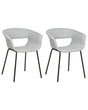 Set of 2 Dining Chairs Grey Polyester Seats Metal Legs for Dining Room Kitchen  Beliani