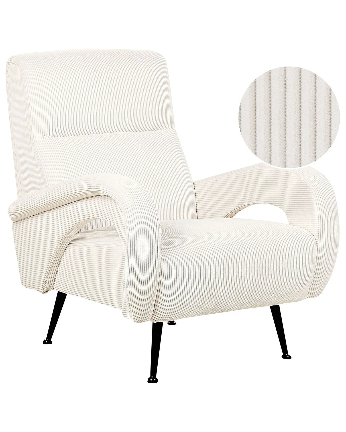 Armchair Off-White Jumbo Cord Corduroy Upholstered Retro Style Beliani