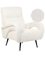 Armchair Off-White Jumbo Cord Corduroy Upholstered Retro Style Beliani