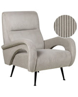 Armchair Grey Jumbo Cord Corduroy Upholstered Retro Style Beliani