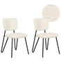 Set of 2 Dining Chairs Off-White Boucle Upholstery Black Metal Legs Armless Curved Backrest Modern Contemporary Design Beliani