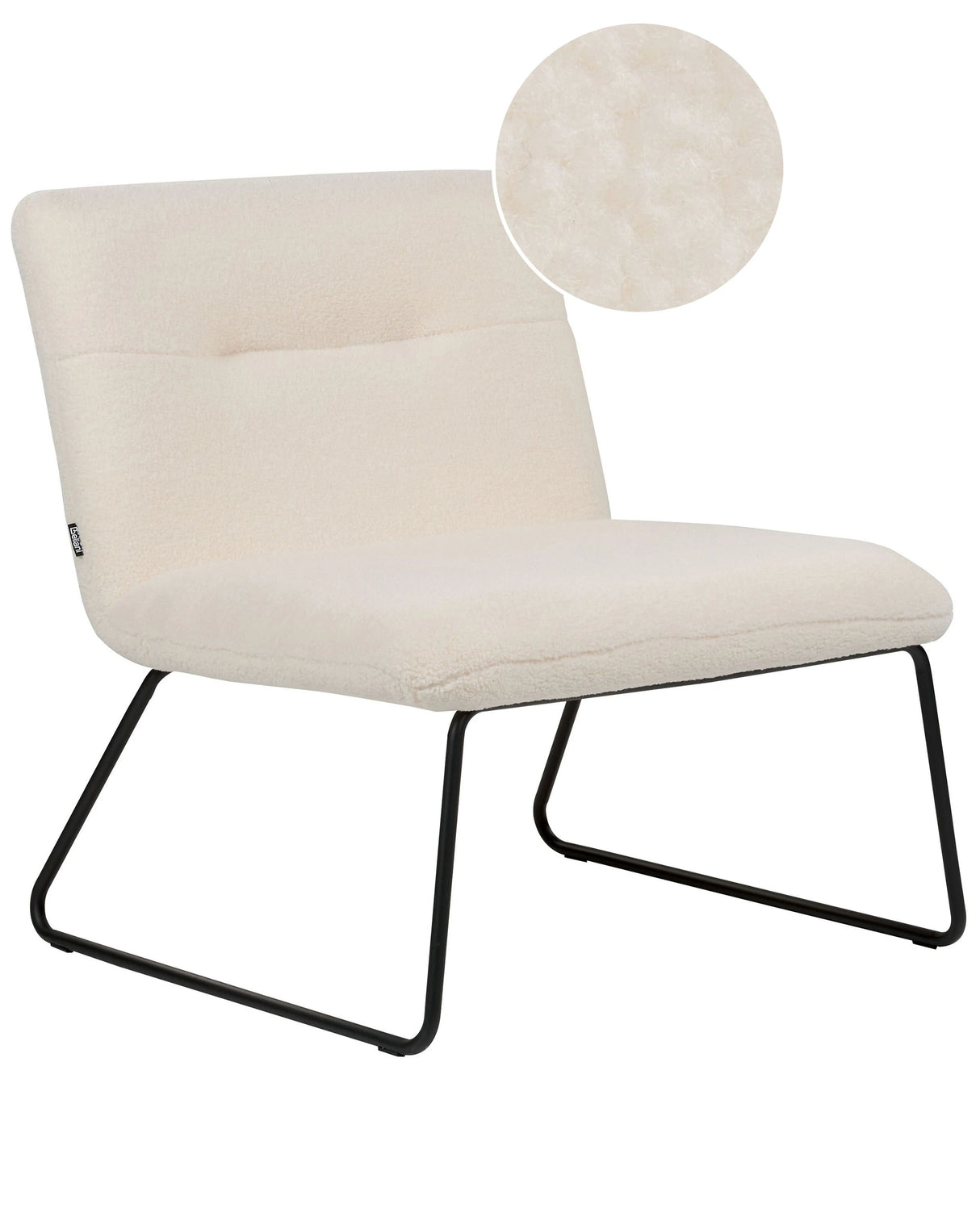 Accent Chair White Boucle Upholstery Wide Seat Vintage Design Black Metal Frame Beliani