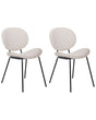 Set of 2 Dining Chairs Light Beige Velvet  Leg Caps  Black Iron Legs Contemporary Retro Design Dining Room Seating Beliani