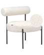Armless Accent Chair White Boucle Upholstery Round Seat Roll Back Vintage Design Black Metal Frame Beliani