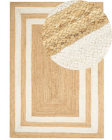 Area Rug Beige Jute 200 x 300 cm Braided Handmade Framed Pattern Natural Boho Style Textile Beliani