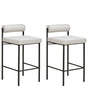 Set of 2 Bar Chairs Light Grey Polyester Upholstery Black Metal Legs Armless Stools Roll Backrest Modern Dining Room Kitchen Beliani