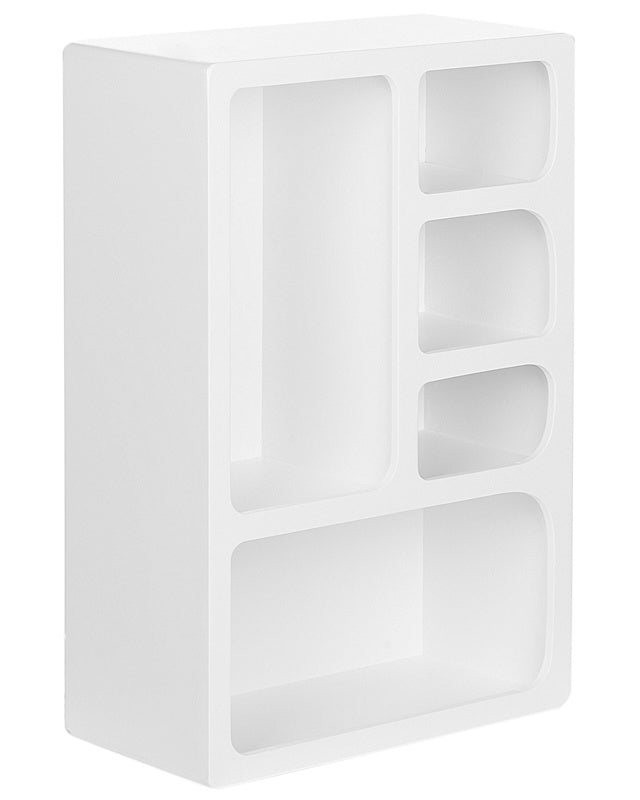 Wall Shelf Shelving Unit White MDF Storage 5 Compartments Home Minimalistic Scandi Style Beliani