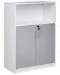 Storage Cabinet Light Grey White Particle Board Locker with Open Shelf 2 Door Home Office Modern Beliani