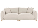 Fabric Sofa Light Beige Polyester Upholstery 3 Seater with Scatter Cushions Living Room Settee Beliani