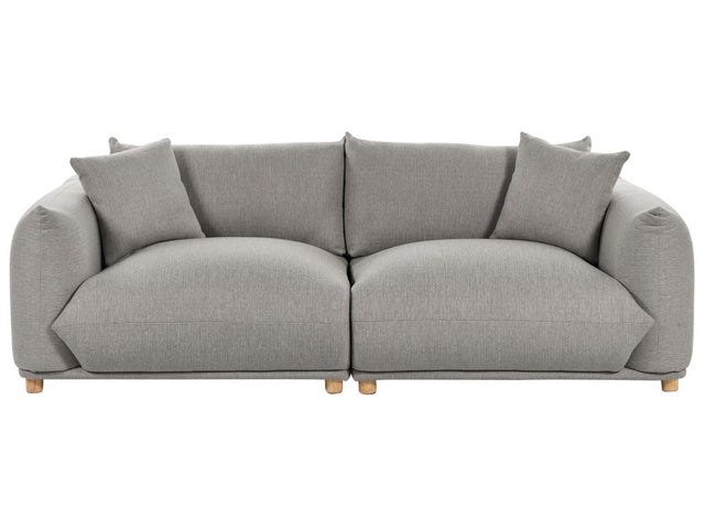 Fabric Sofa Light Grey Polyester Upholstery 3 Seater with Scatter Cushions Living Room Settee Beliani