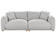 Fabric Sofa Light Grey Polyester Upholstery 3 Seater with Scatter Cushions Living Room Settee Beliani