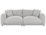 Fabric Sofa Light Grey Polyester Upholstery 3 Seater with Scatter Cushions Living Room Settee Beliani