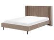 EU King Size Bed Frame Taupe Velvet Slatted Base Beliani