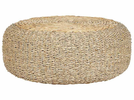 Pouf Light Natural Seagrass Water Hyacinth 50 cm Styrofoam Filling Ottoman Boho Style Beliani