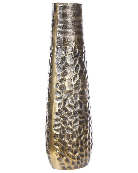 Decorative Vase Distressed Gold Metal 44 cm Weathered Effect Textured Antique Style Beliani