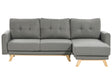 Left Corner Sofa Grey Fabric Upholstered with Sleeper Function Pull Out Cushioned Back Wooden Legs Beliani