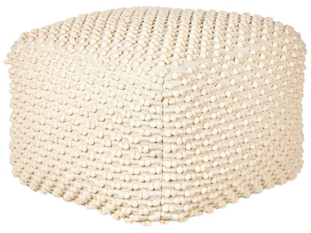 Pouf Ottoman Footstool Light Beige 50 x 50 x 35 cm Hand Woven Cotton Beads Filling Square Beliani