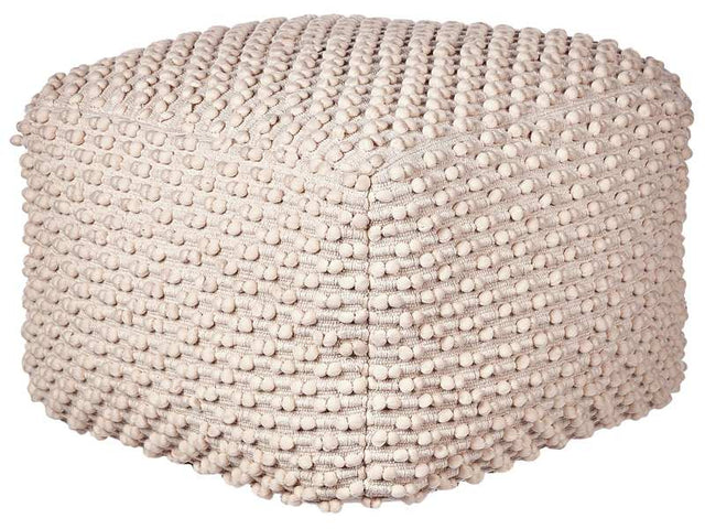 Pouf Ottoman Footstool Taupe Beige 50 x 50 x 35 cm Hand Woven Cotton Beads Filling Square Beliani