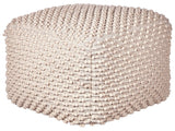 Pouf Ottoman Footstool Taupe Beige 50 x 50 x 35 cm Hand Woven Cotton Beads Filling Square Beliani