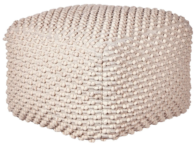 Pouf Ottoman Footstool Taupe Beige 50 x 50 x 35 cm Hand Woven Cotton Beads Filling Square Beliani