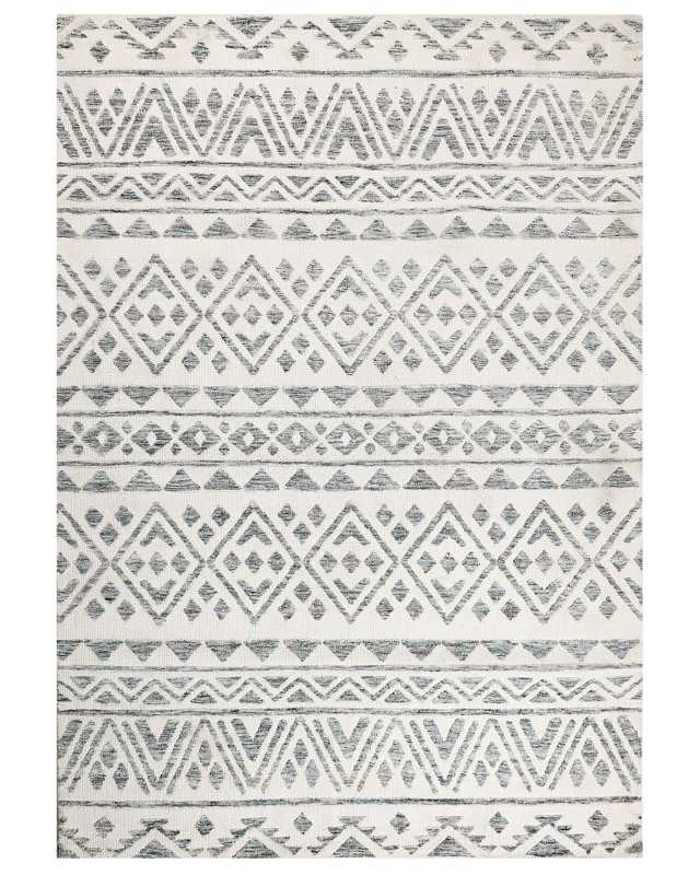 Area Rug Beige Grey Polyester 160 x 230 cm Geometric Pattern Solid Colour Modern Minimalistic Living Room Rug Beliani