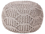 Pouf Ottoman Footstool Taupe Beige 50 x 50 x 35 cm Handmade Macrame 100% Cotton Beads Filling Round Beliani