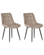 Set of 2 Dining Chairs Taupe Velvet Black Iron Legs Modern Upholstered Chairs Beliani