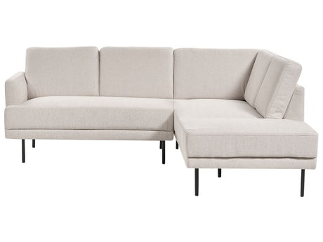 Left Hand Corner Sofa Polyester Light Beige 4-Seater Upholstered Metal Legs Woven Fabric Cushioned Back Minimalist Modern Beliani