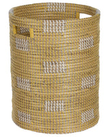 Seagrass Basket Light Plastic Threads Handles Handmade Laundry Basket Rustic Boho Style Living Room Bathroom Beliani