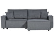 Left Hand Corner Sofa Bed Dark Grey Fabric Polyester Upholstered 3 Seater L-Shaped Bed with Cushions Sleeping Function Modern Style Living Room Beliani