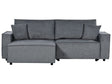 Right Hand Corner Sofa Bed Dark Grey Fabric Polyester Upholstered 3 Seater L-Shaped Bed with Cushions Sleeping Function Modern Style Living Room Beliani