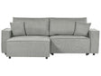 Right Hand Corner Sofa Bed Grey Fabric Polyester Upholstered 3 Seater L-Shaped Bed with Cushions Sleeping Function Modern Style Living Room Beliani